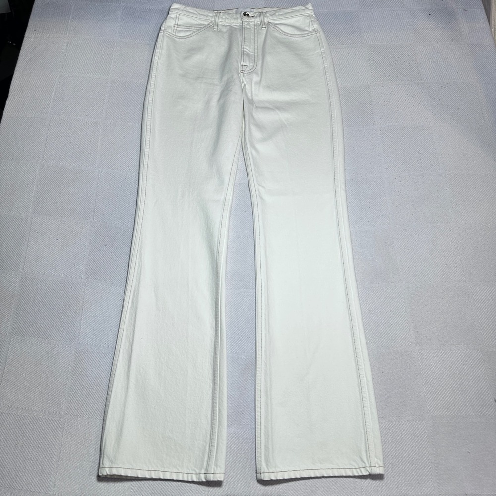FRAME Le Italien Flare Jeans Womens 27 High Rise Denim Creme White Made in Italy